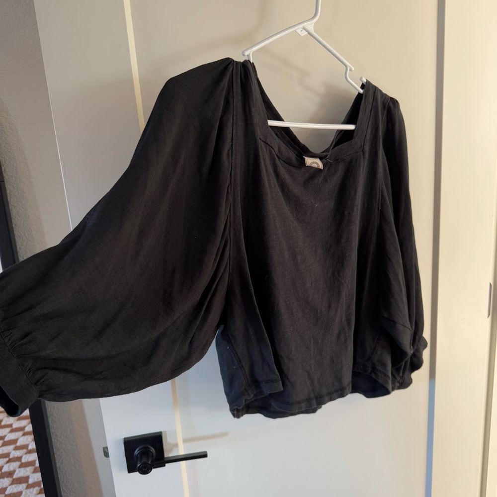 Anthropologie black crop blouse